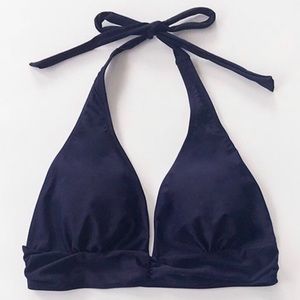 Navy Solid and Zebra Halter V-Neck Bikini